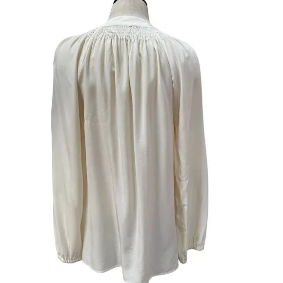 Lilly Pulitzer Elsa Blouse White Large 100% Silk - Picture 4 of 8
